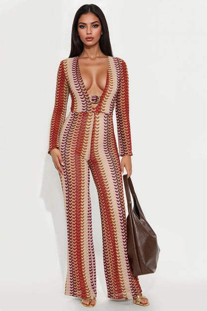 Effortless Look Wide Leg Jumpsuit - Multi Color