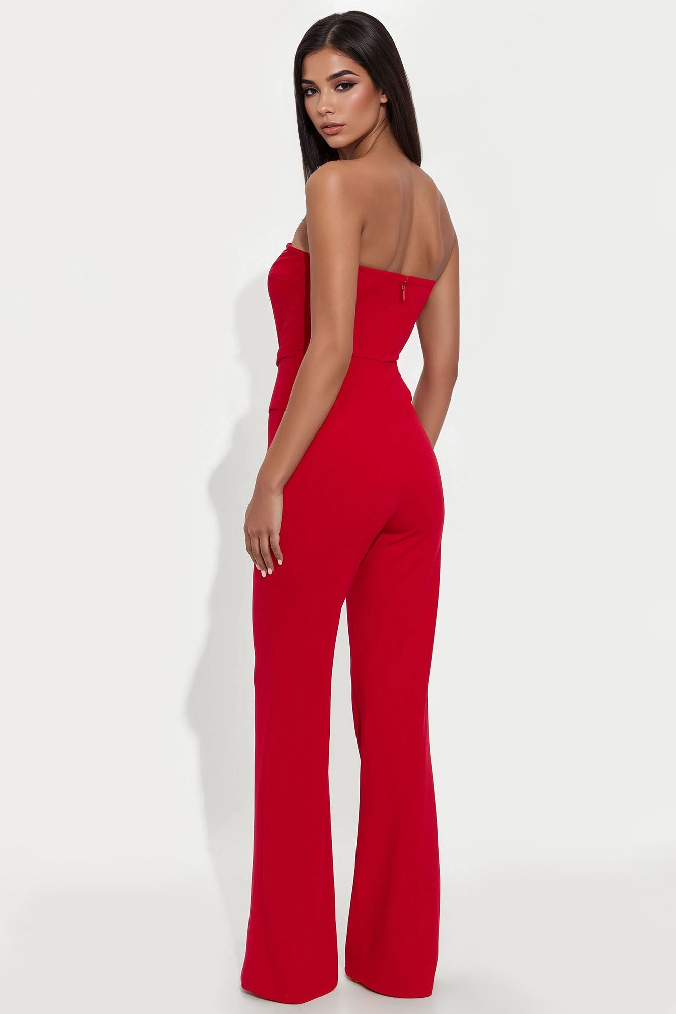 High Profile Wide Leg Jumpsuit - Red