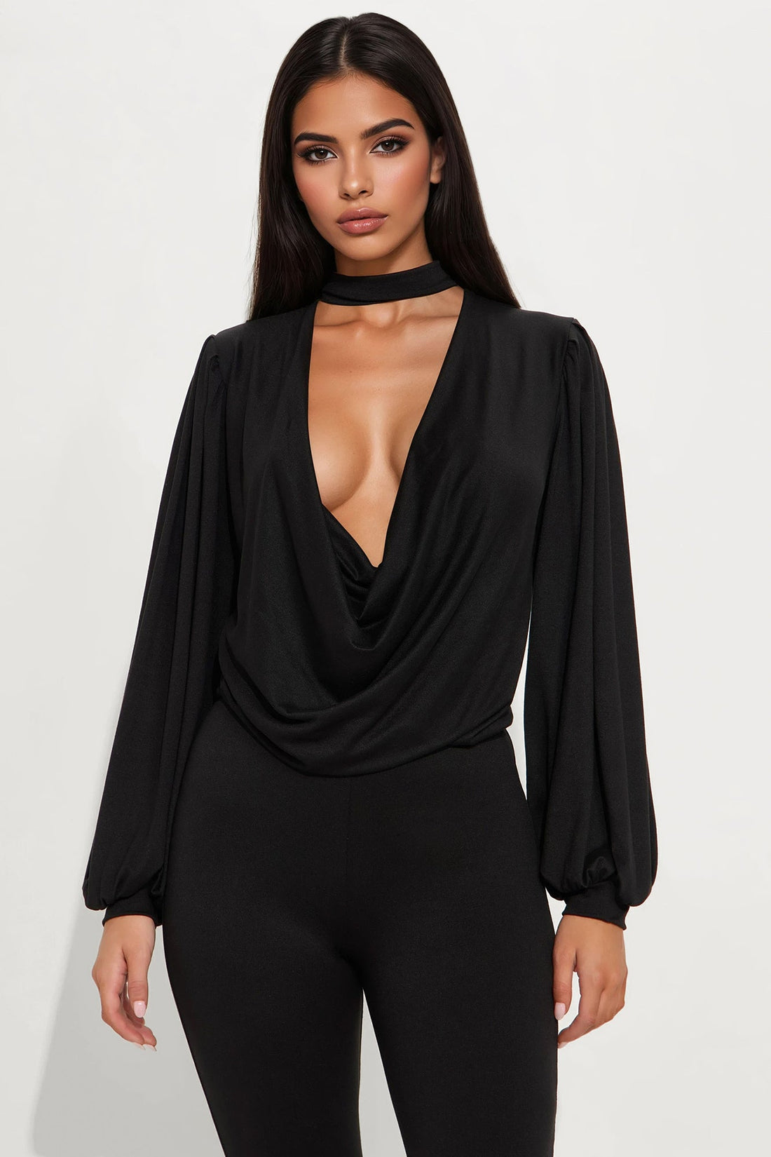 Seraphina Long Sleeve Jumpsuit - Black