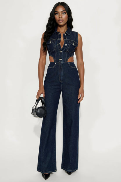 Baylin Denim Jumpsuit - Indigo