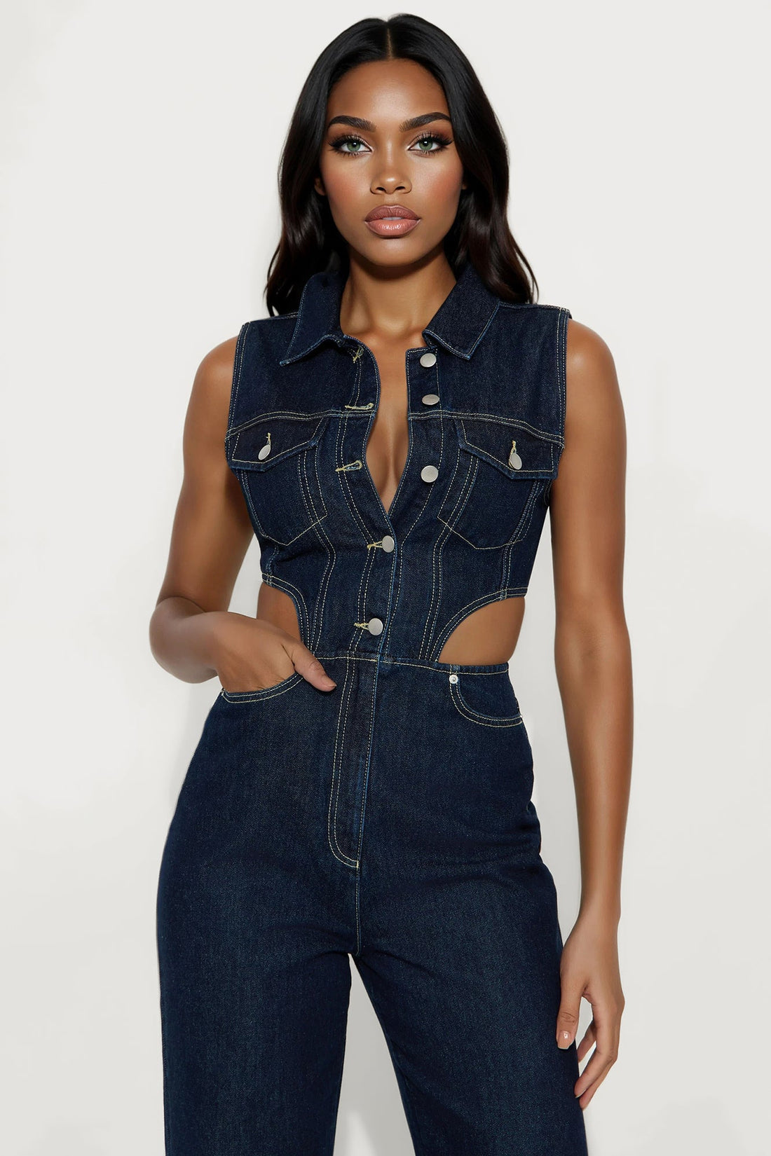 Baylin Denim Jumpsuit - Indigo