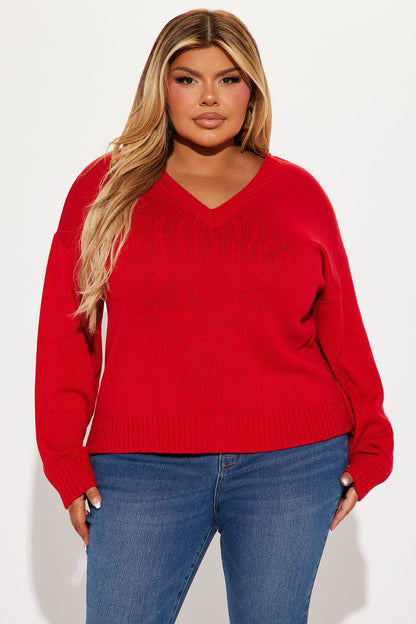My Favorite Oversized Sweater - Red