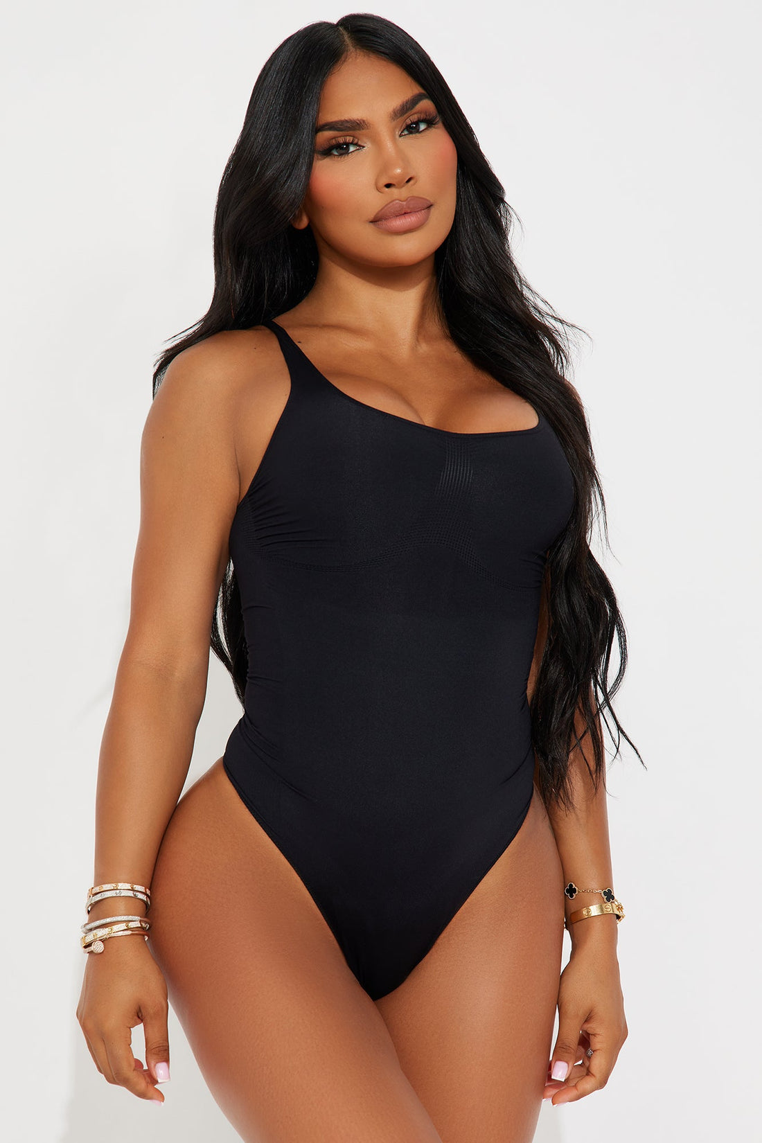 Sculpt Me Compression Shapewear Thong Bodysuit - Black