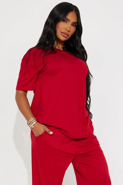 Relax Mood PJ Pant Set - DarkRed