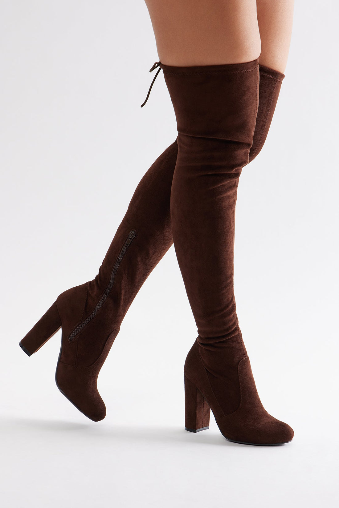 Pretty In Thigh High Boots - Chocolate