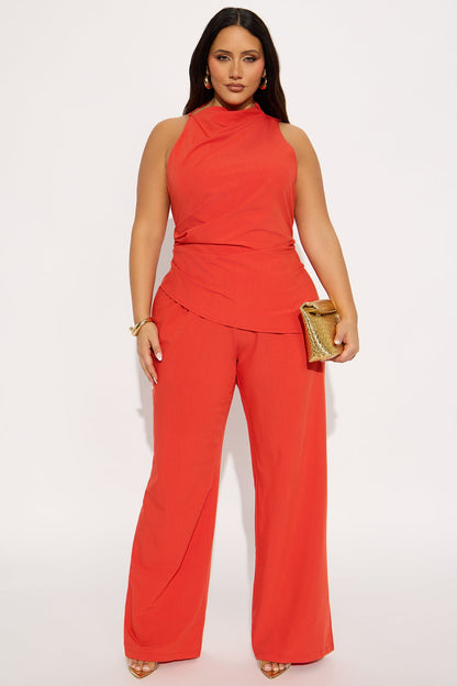 Strong Feelings High Neck Jumpsuit - Orange
