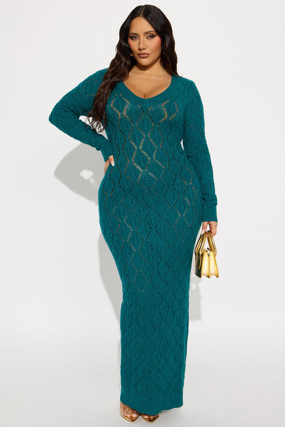 Oriana Sweater Maxi Dress - Teal