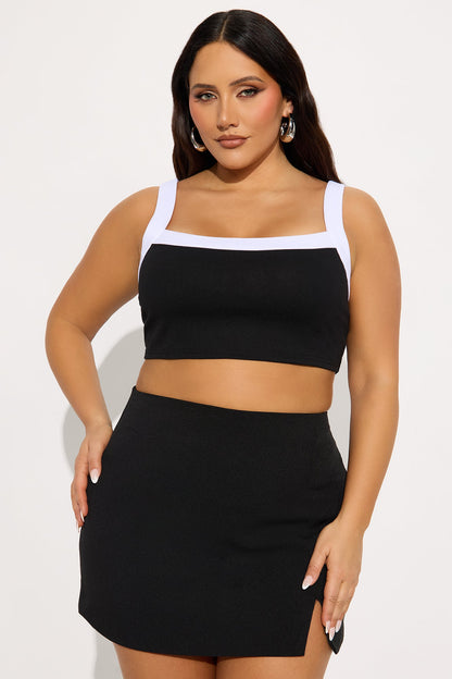 Impress Me Cami Top And Cardigan 2 Piece Set - Black/White