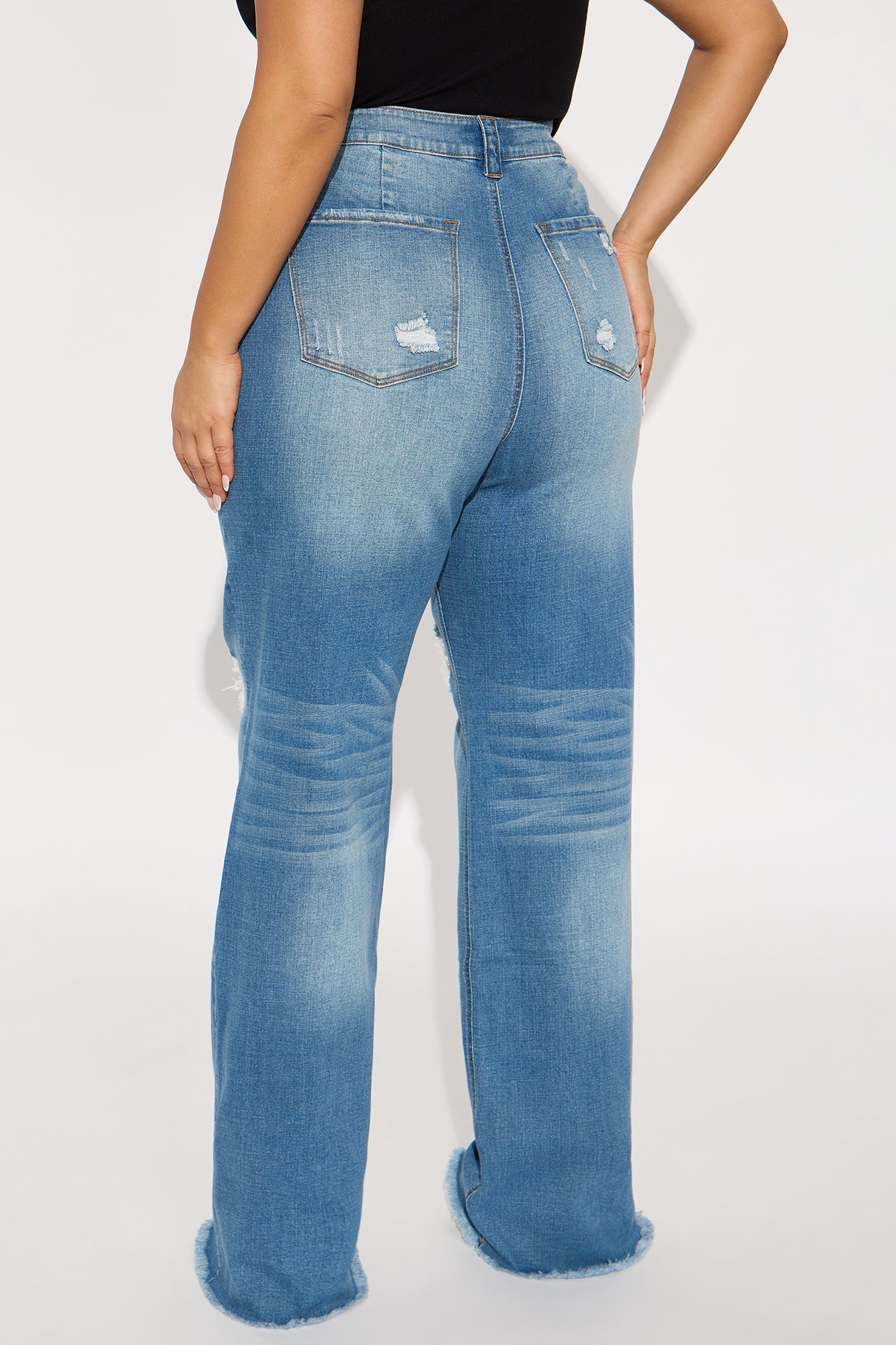Tall Coldwater Canyon Stretch Ripped Wide Leg Jeans - Medium Wash