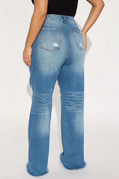 Tall Coldwater Canyon Stretch Ripped Wide Leg Jeans - Medium Wash