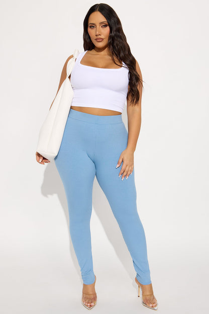 Tory Rib Heavy Contoured High Waisted Legging - Slate Blue