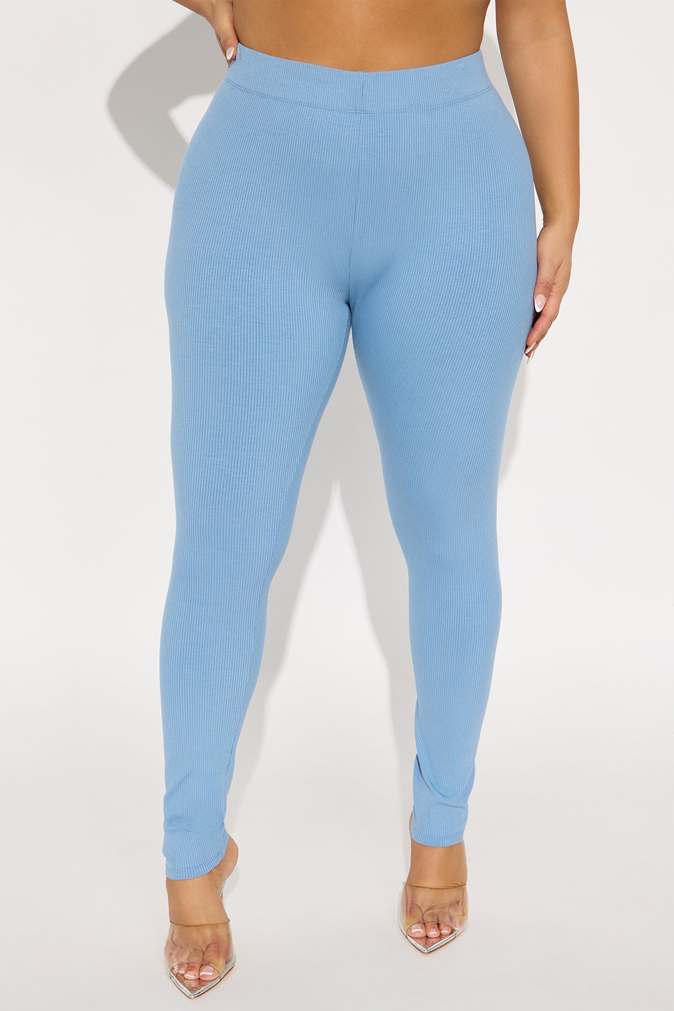 Tory Rib Heavy Contoured High Waisted Legging - Slate Blue