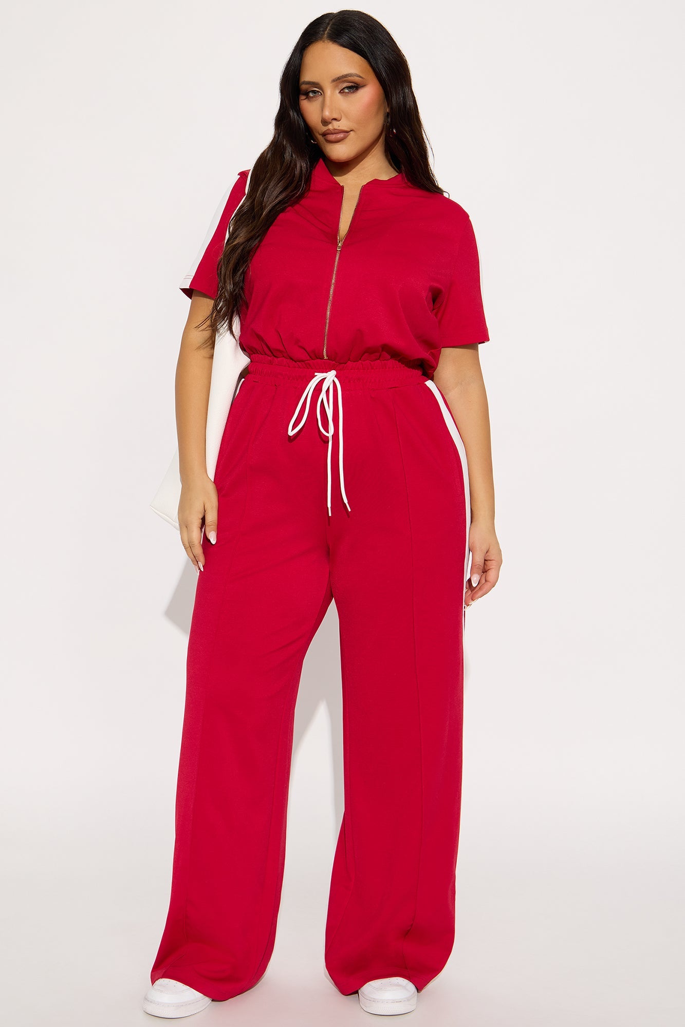Lianna Short Sleeve Jumpsuit - Red