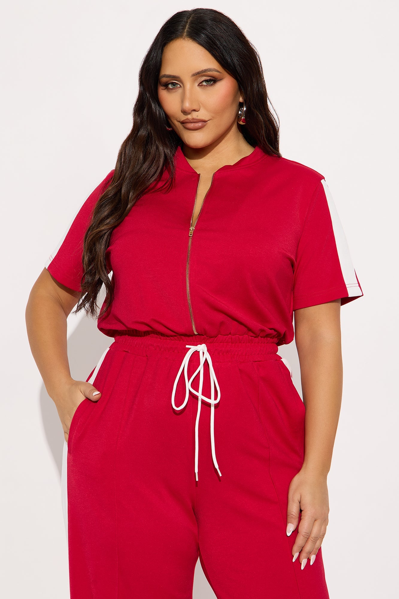 Lianna Short Sleeve Jumpsuit - Red