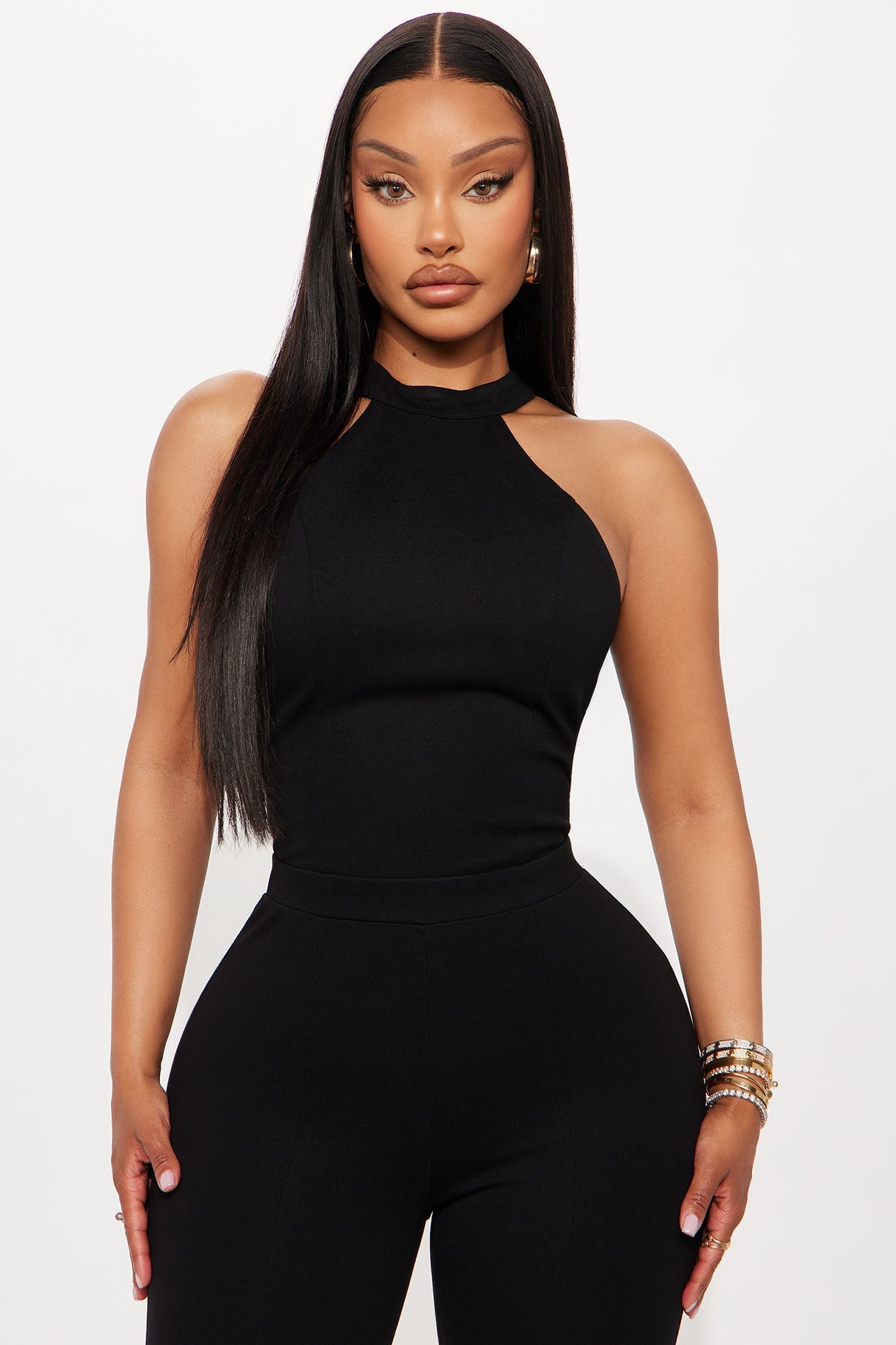 Leyla Ponte Halter Jumpsuit - Black