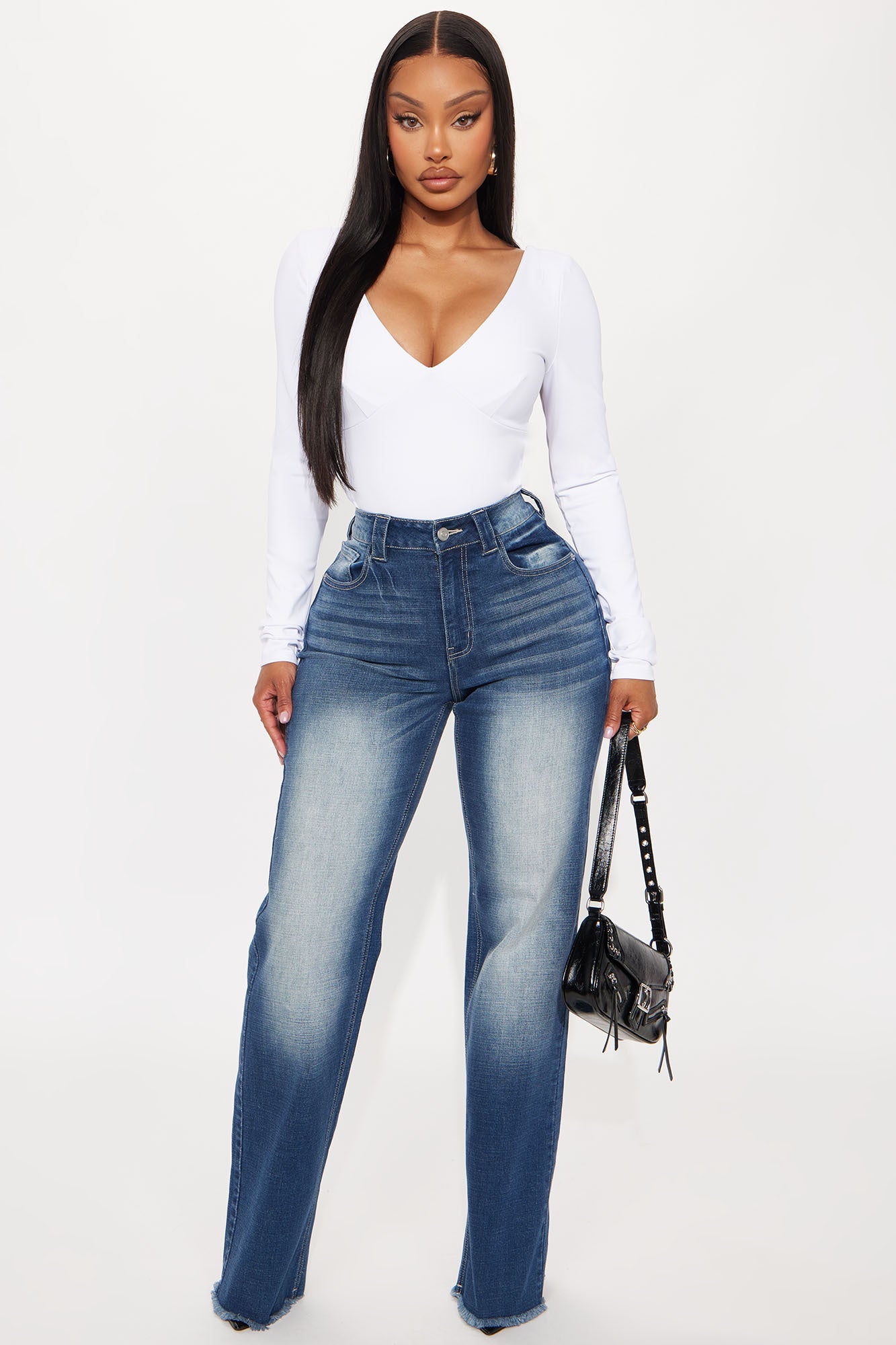 Magnetic Babe Long Sleeve Backless Bodysuit - Off White