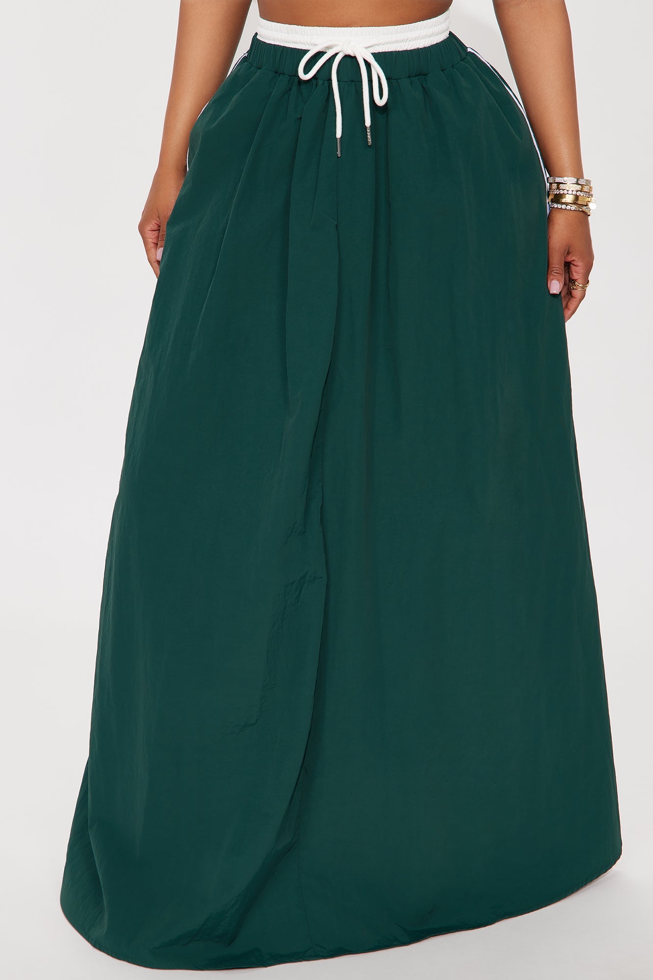 Sporty Gal Striped Maxi Skirt - Hunter Green