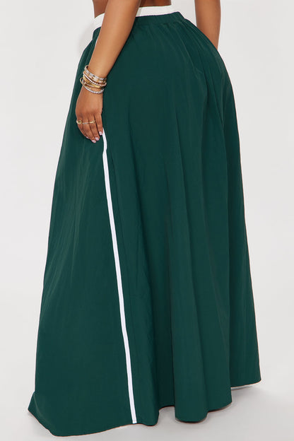 Sporty Gal Striped Maxi Skirt - Hunter Green