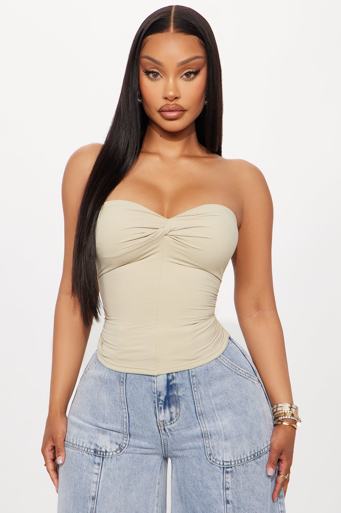 Second Skin Twist Tube Top - Stone