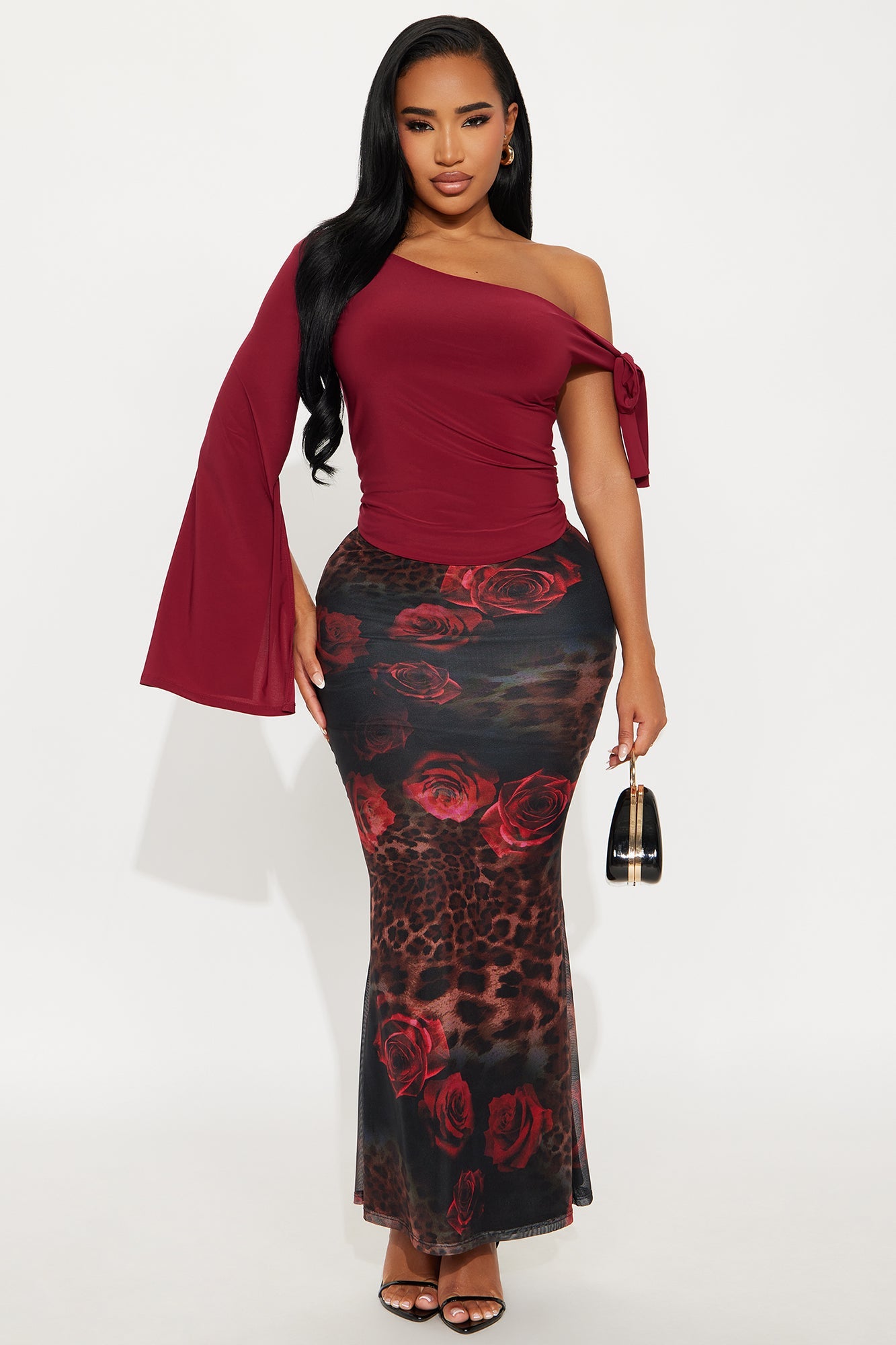 Fortuna Double Lined Off Shoulder Top - Burgundy