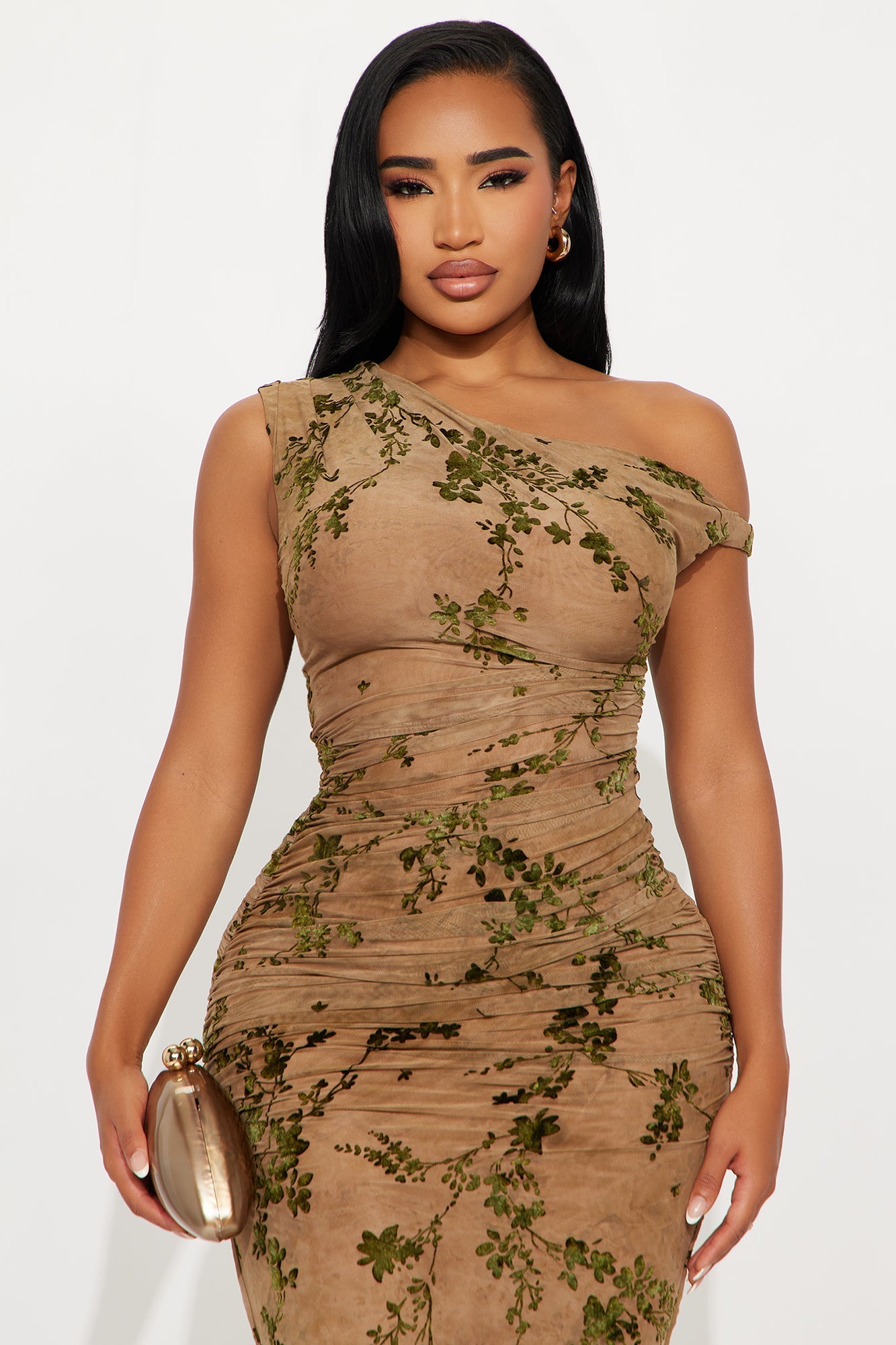 Davina Mesh Maxi Dress - Green/combo