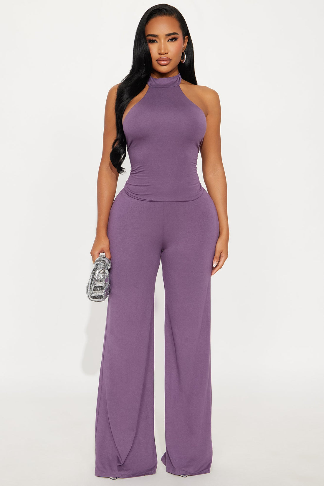 Dark Halo Halter Pant Set - Purple