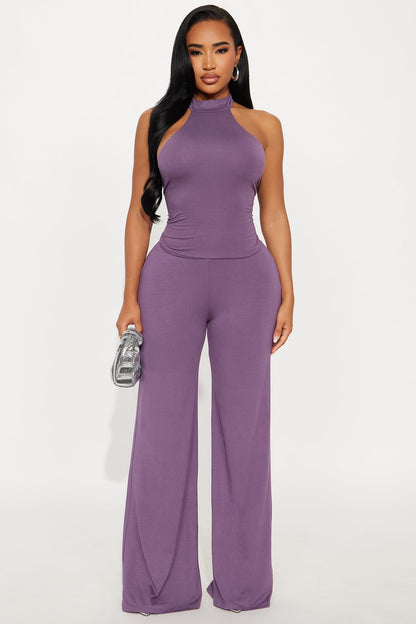 Dark Halo Halter Pant Set - Purple