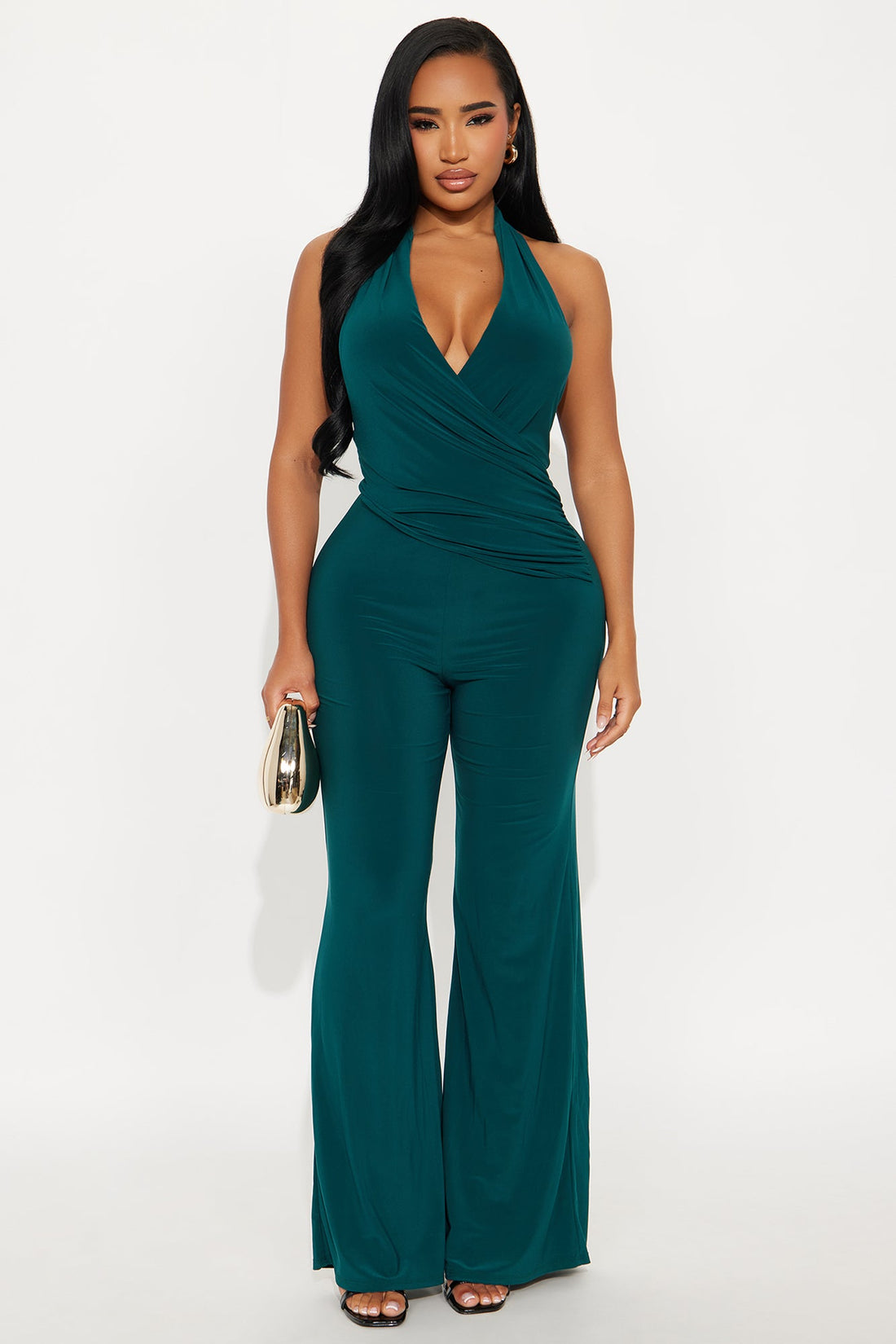 Loren Halter Wide Leg Jumpsuit - Hunter Green