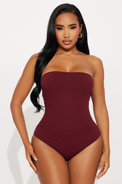 Demi Double Lined Tube Bodysuit - Burgundy