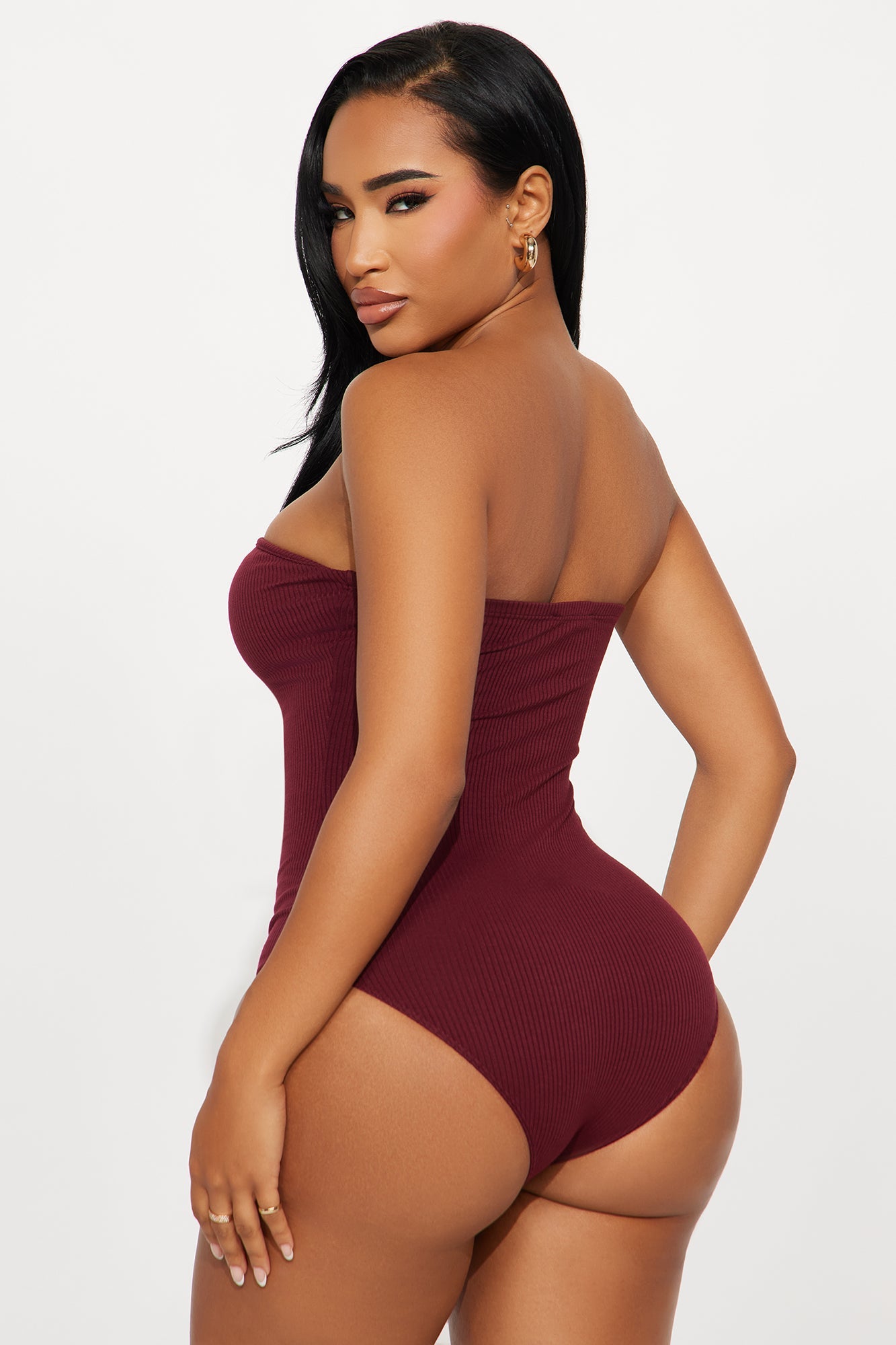 Demi Double Lined Tube Bodysuit - Burgundy