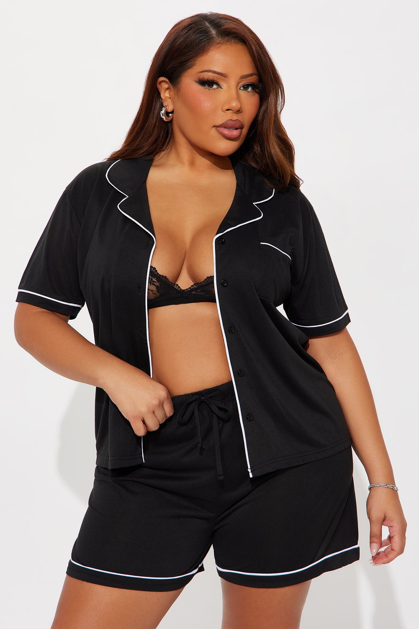 Bedtime Routine 3 Piece PJ Short Set - Black