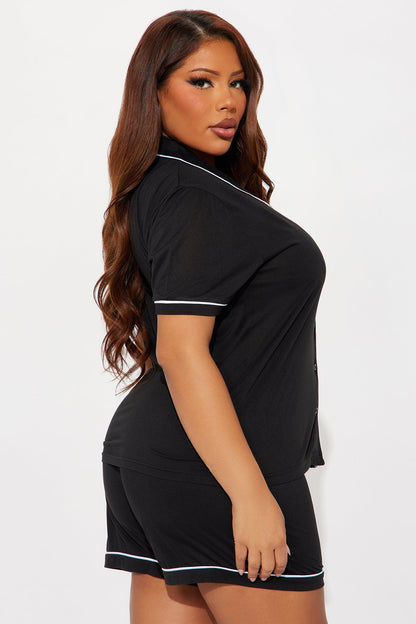Bedtime Routine 3 Piece PJ Short Set - Black