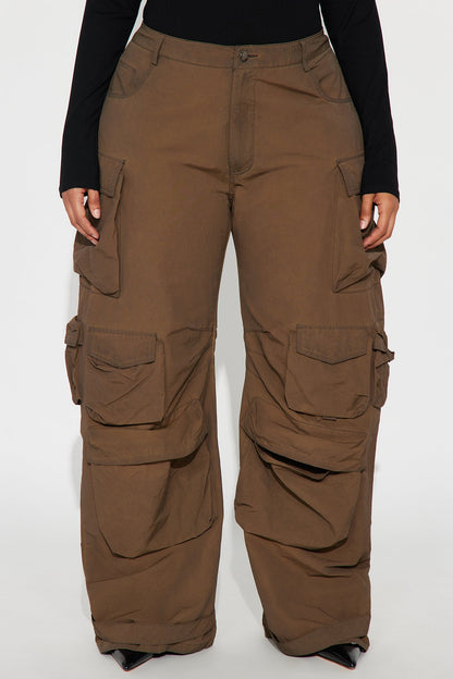 Talk It Up Oversized Cargo Pant - Chocolate