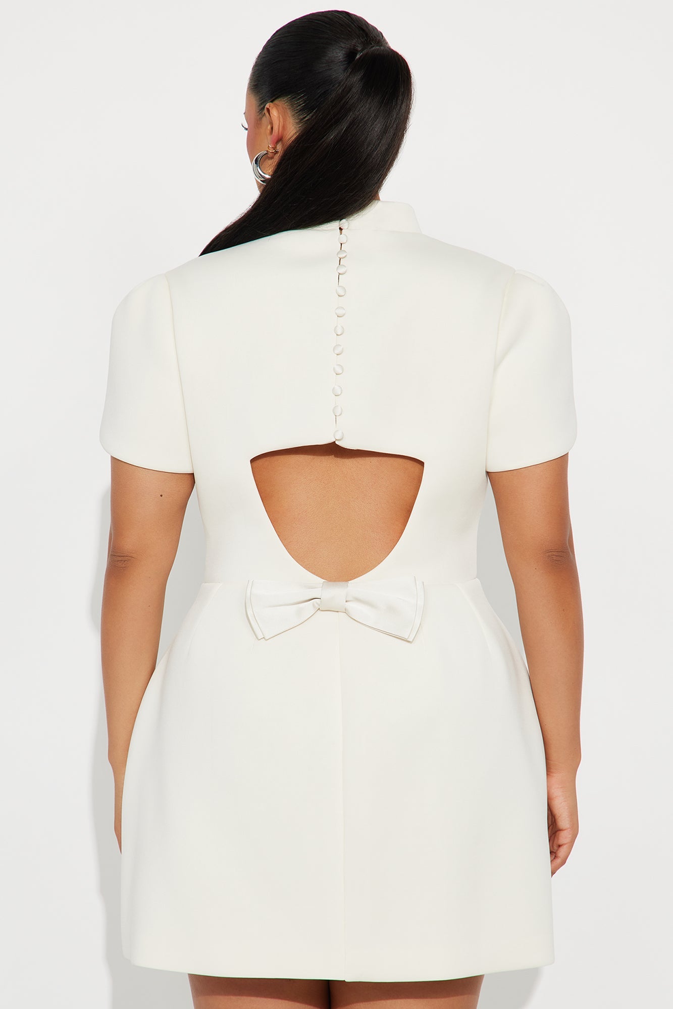 Gemma Mock Neck Mini Dress - Cream