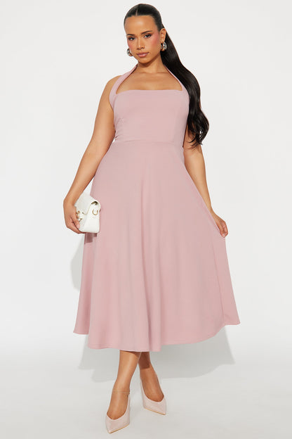 Alena Halter Midi Dress - Mauve