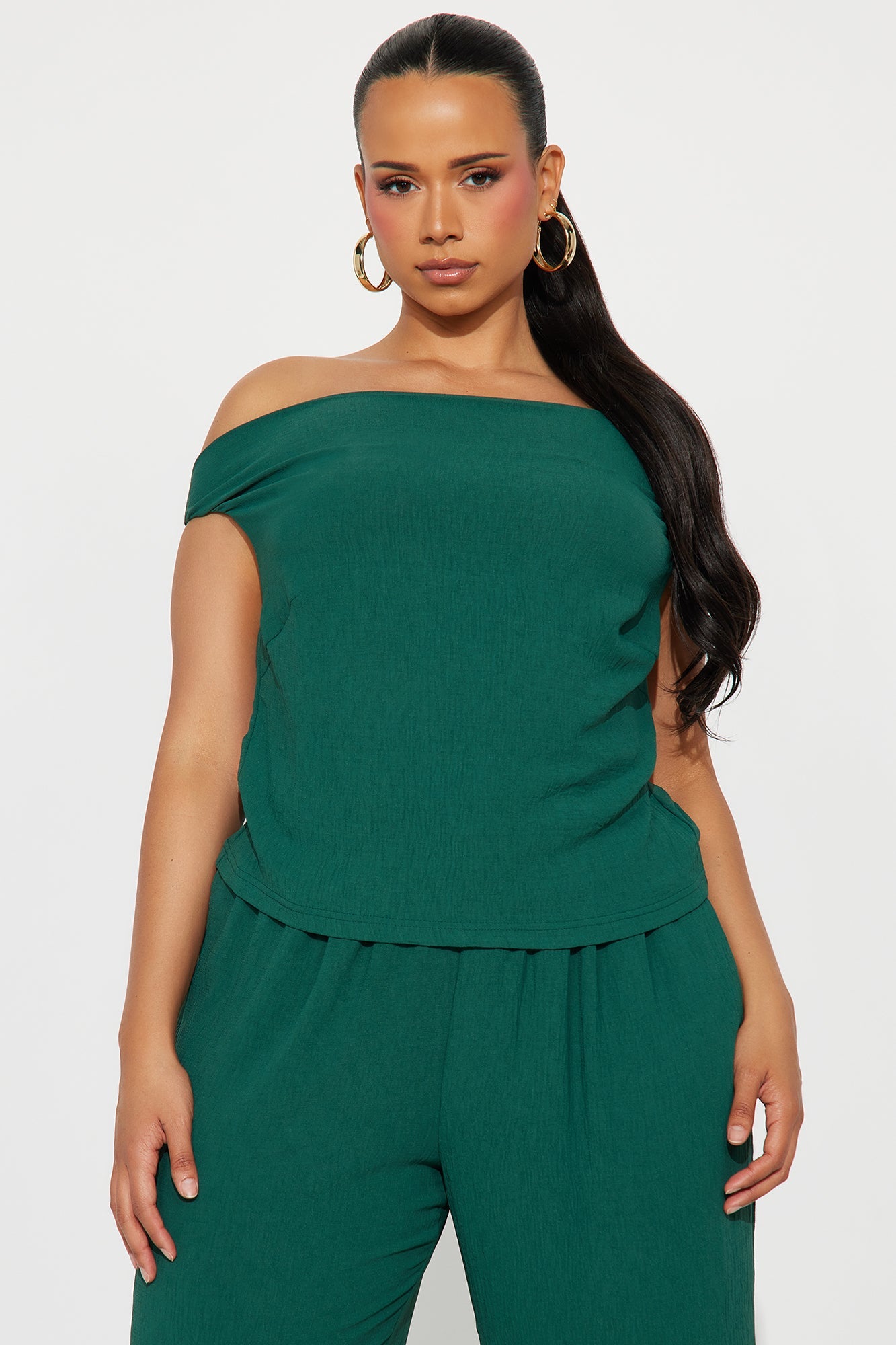 Ana Off Shoulder Pant Set - Hunter