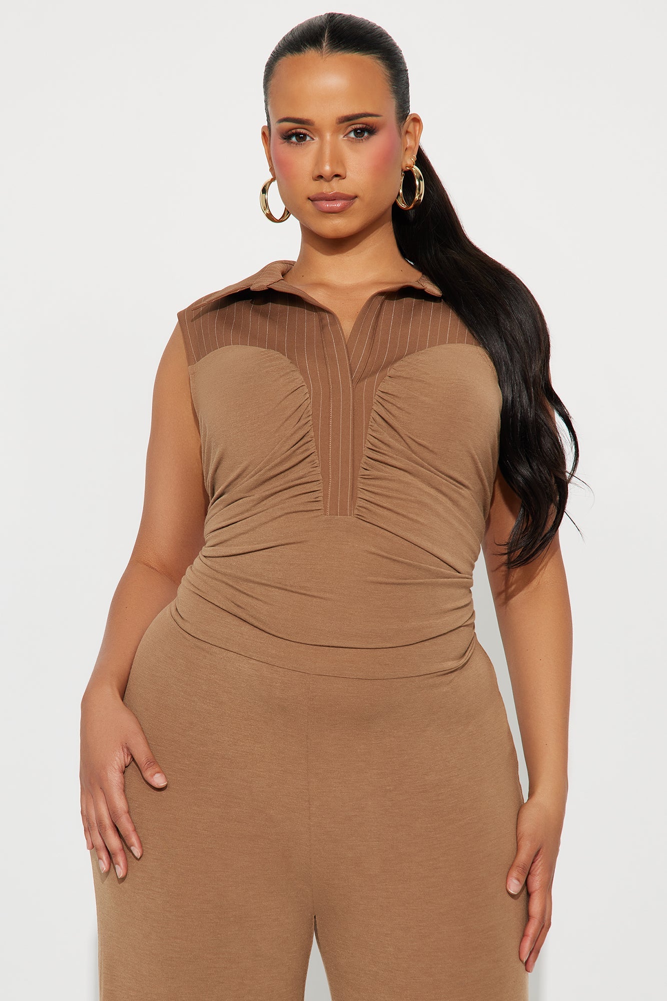 In My Best Sleeveless Wide Leg Jumpsuit - Taupe