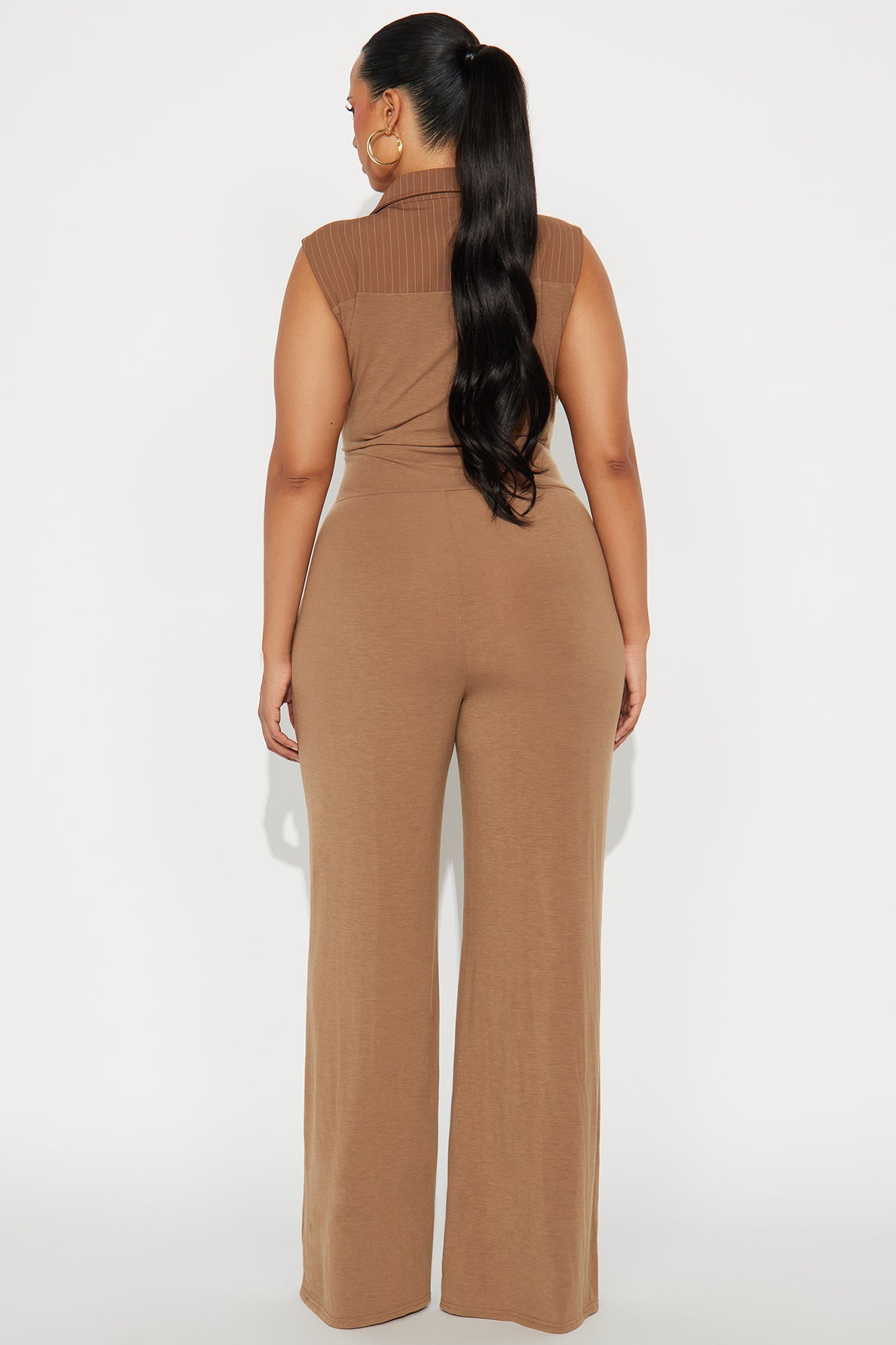 In My Best Sleeveless Wide Leg Jumpsuit - Taupe