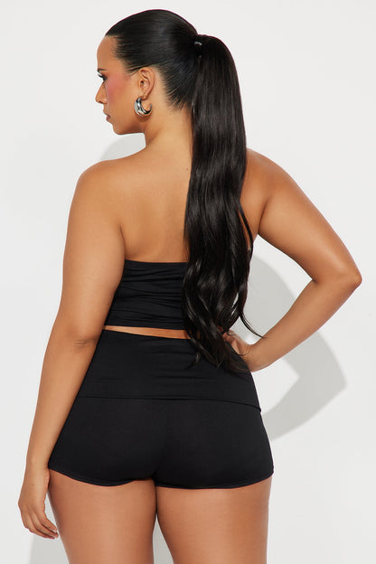 Love Always Fold Over Short Set - Black