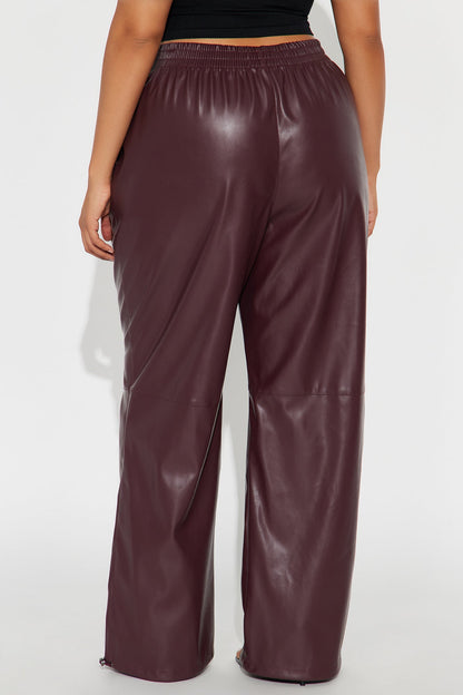 Dana Faux Leather Jogger Pant - Burgundy