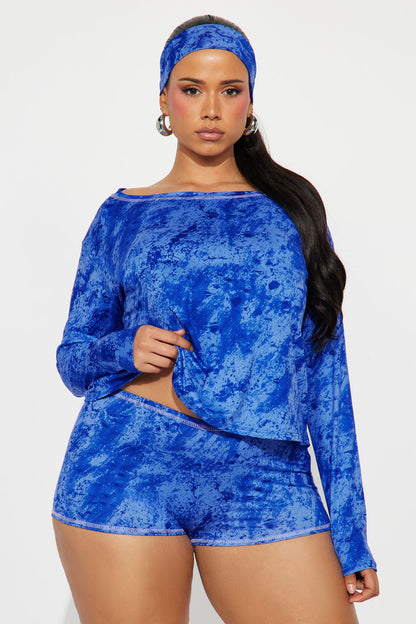 Viori 3 Piece Printed Short Set - Royal