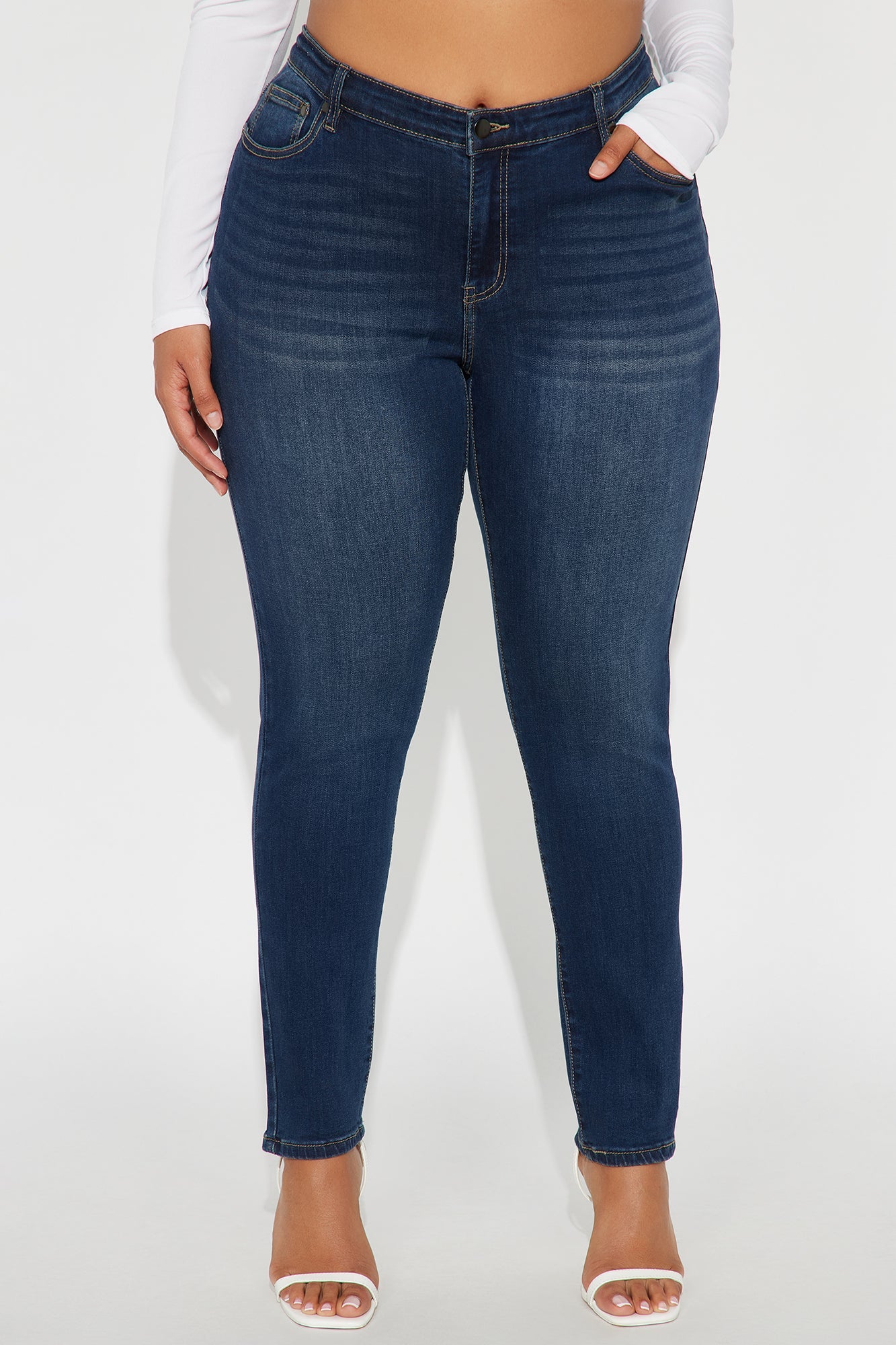 Forever Fitting Mid Rise Skinny Jeans - Dark Wash