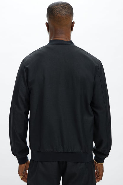 Slim Modern Two-Way Zipper Everyday Bomber - Black