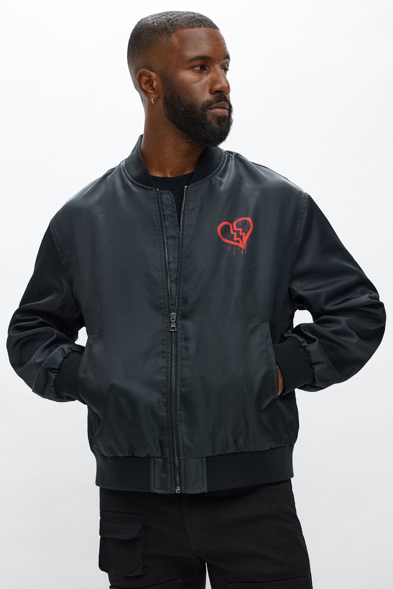 Cropped Urban Bomber Jacket - Black
