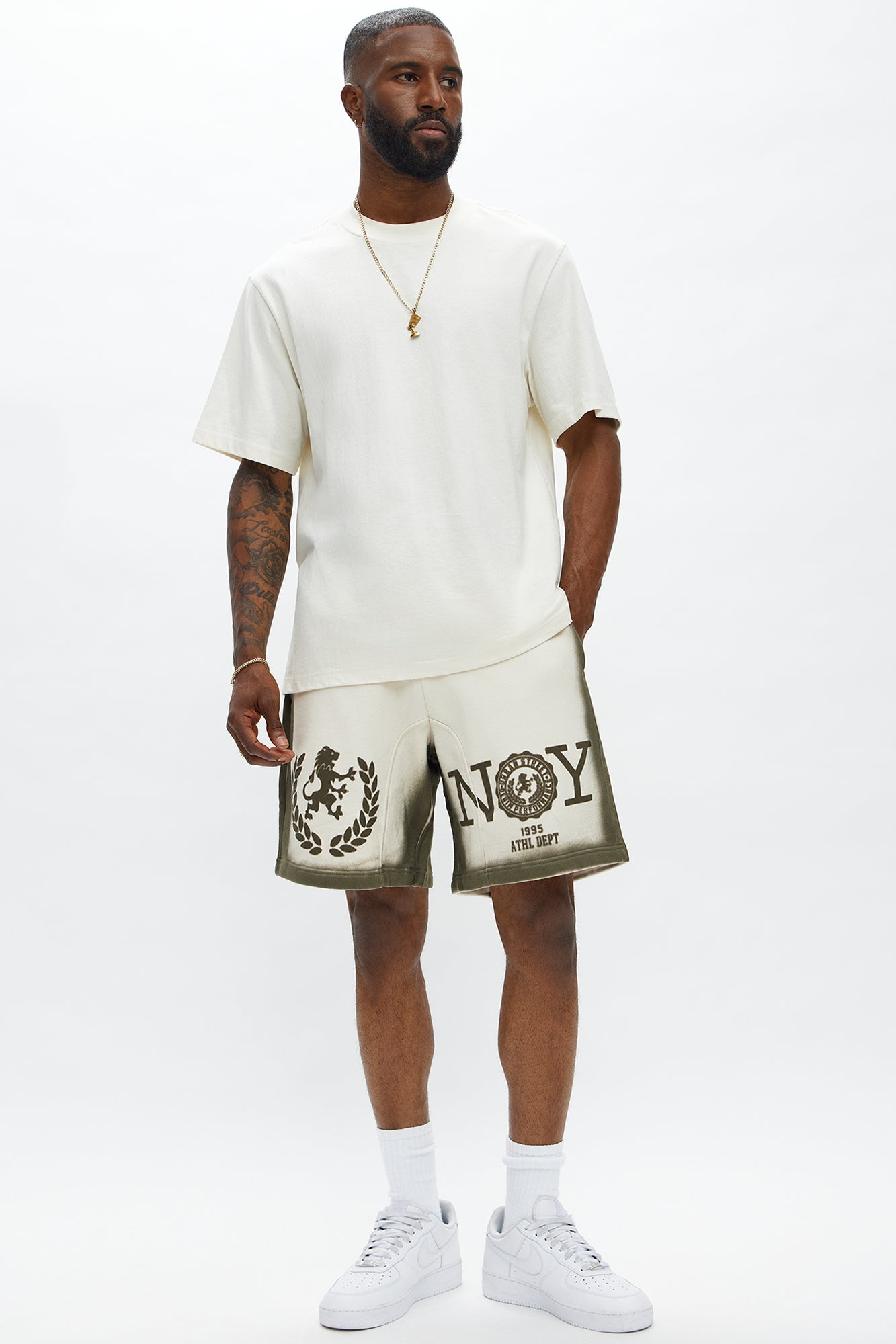 NY Royal Emblem Sweatshort - White/combo