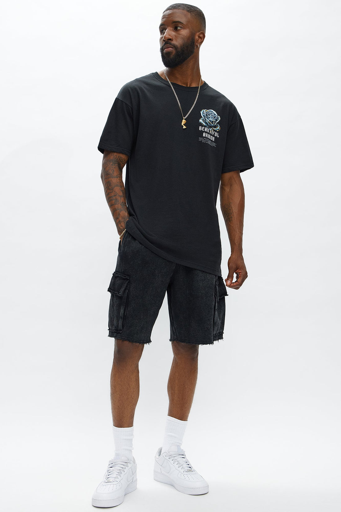 Cargo Baggy Sweatshort - Black