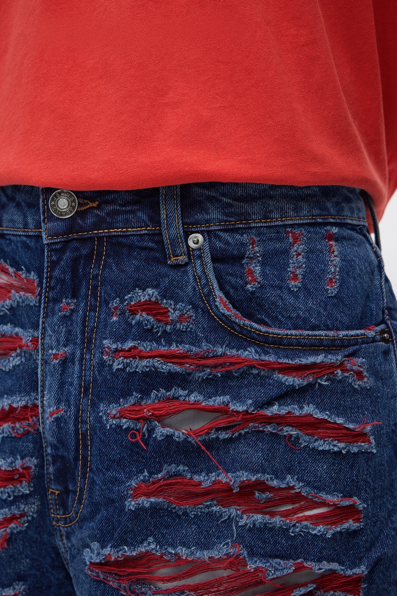 Relaxed We In These Streets Destroyed Denim Shorts - Dark Wash