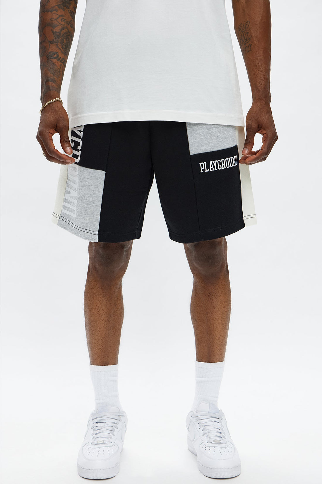 Tyson Relaxed Playground Color Block Shorts - Black/combo