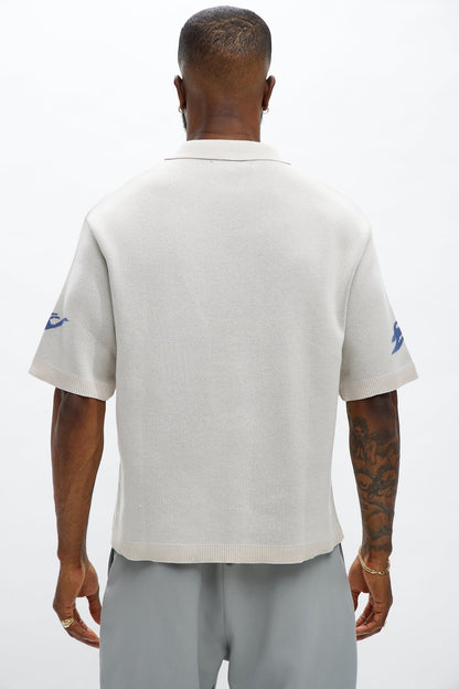 Regular Fit 13 Button Up Sweater Shirt - Cream/combo