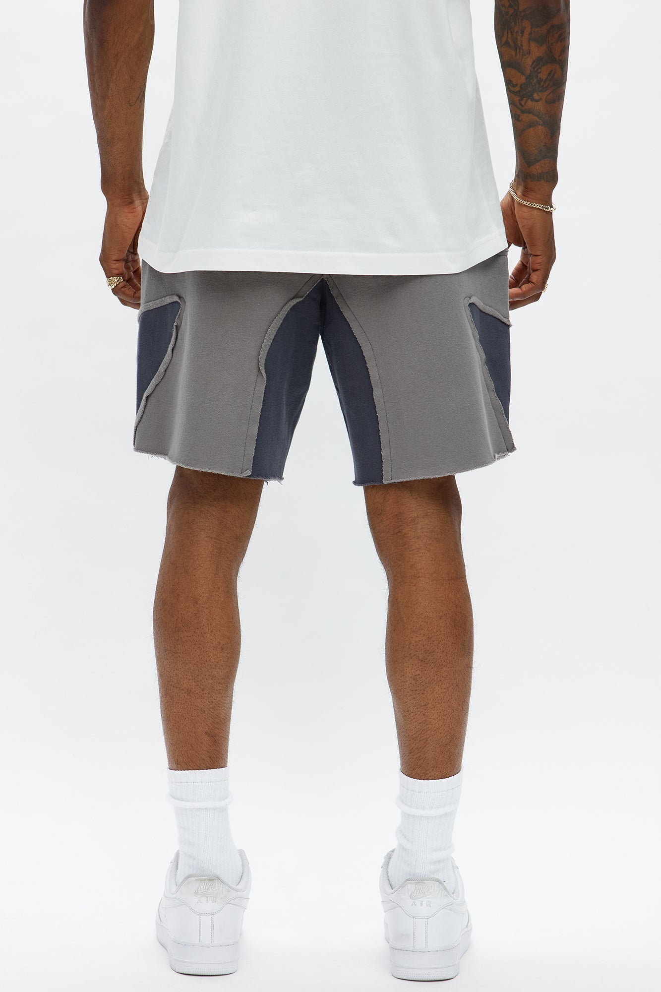 Patchwork Baggy Sweatshort - Grey